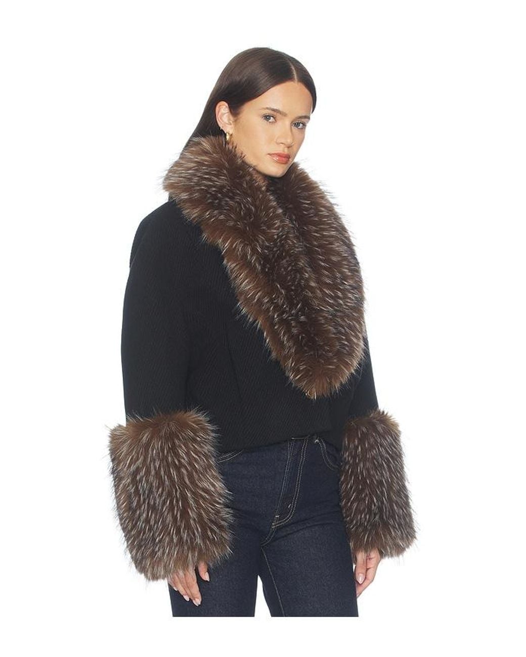 Zimmermann Black Valiant Faux Fur Collar Jacket