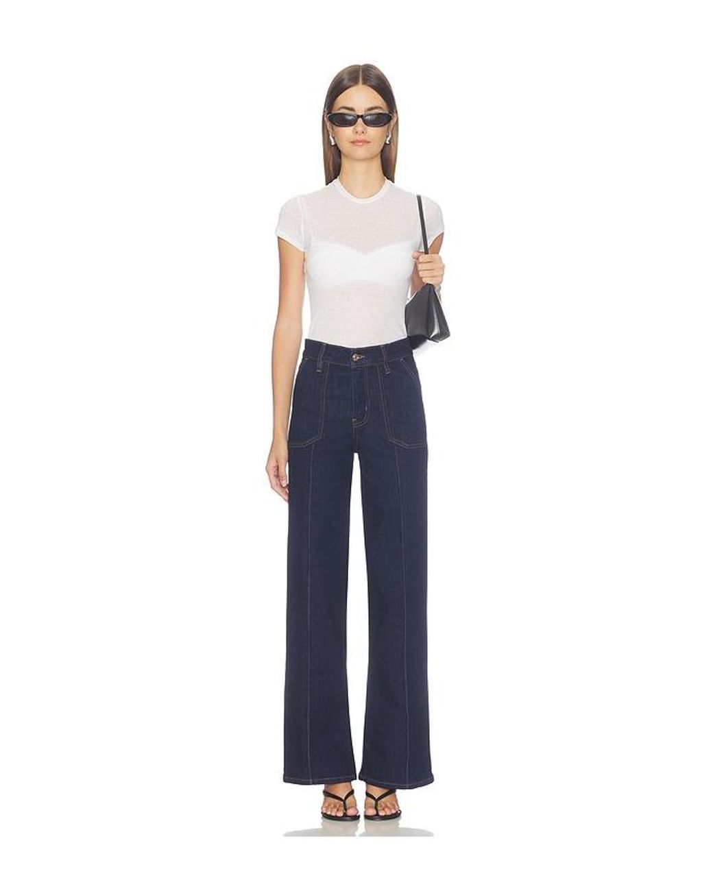 FRAME Blue Le Slim Palazzo Pintuck Pocket