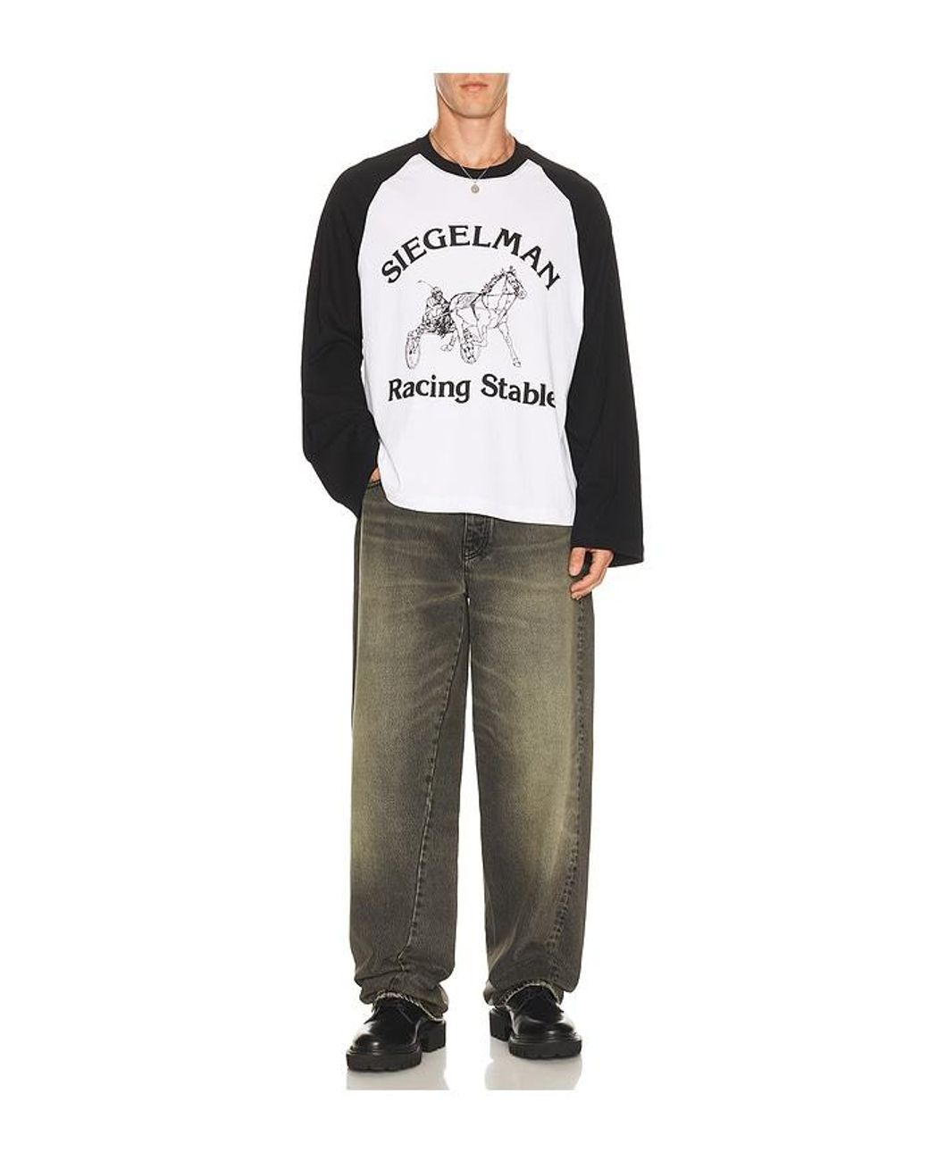 Siegelman Stable Gray Raglan Stable Long Sleeve Racing Tee for men