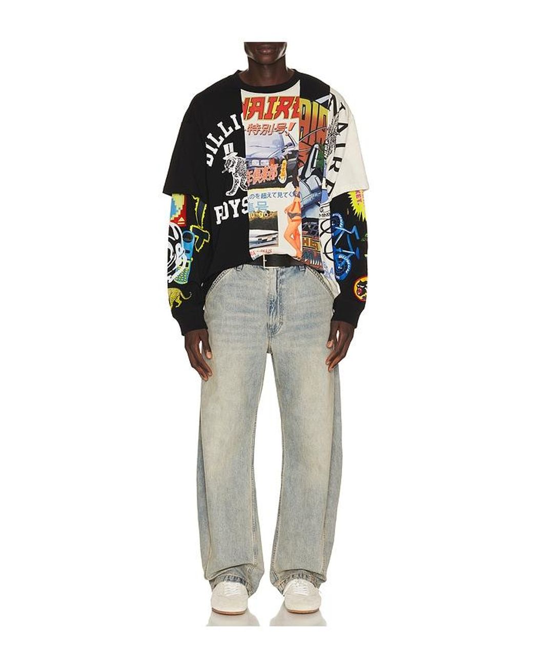 BBCICECREAM Black Original Layered Long Sleeve Tee for men