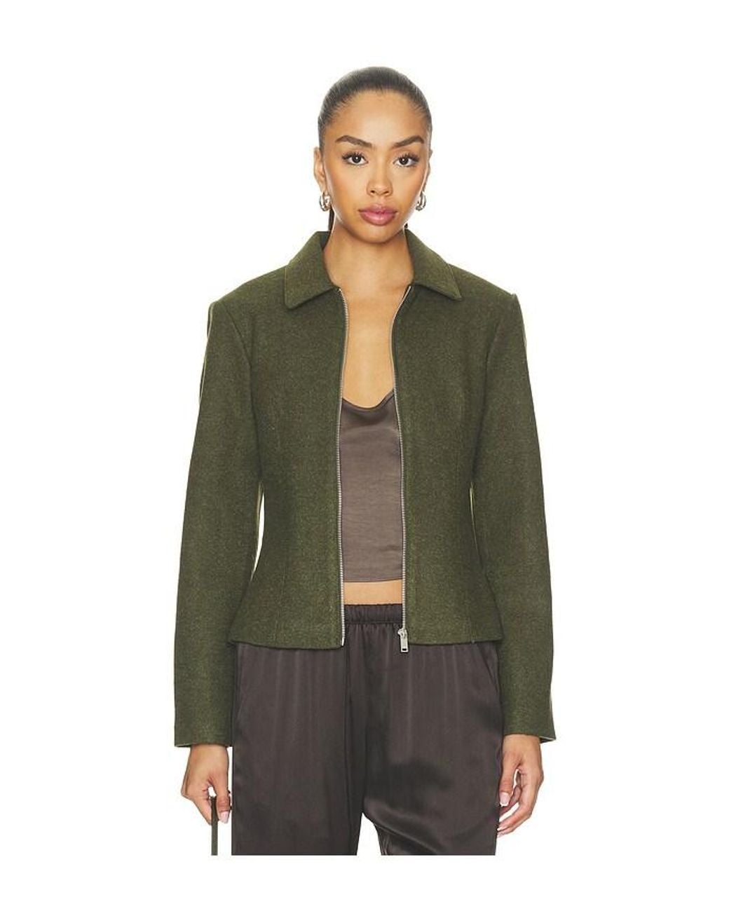 ALL THE WAYS Green Simone Zip Front Jacket