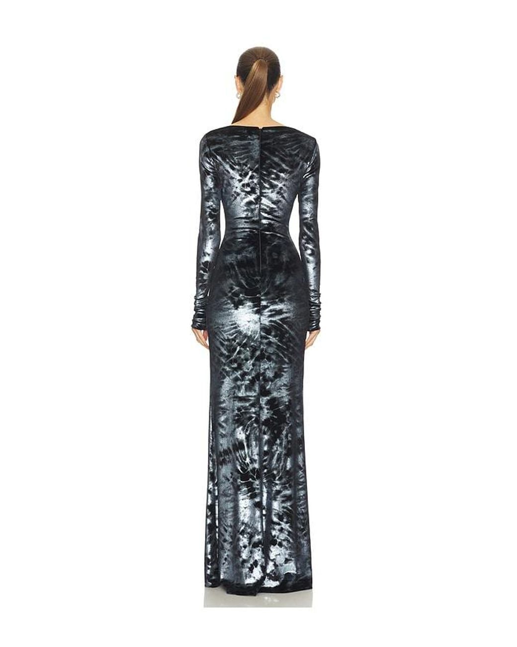 LAPOINTE Blue Abendkleid Velour Boatneck