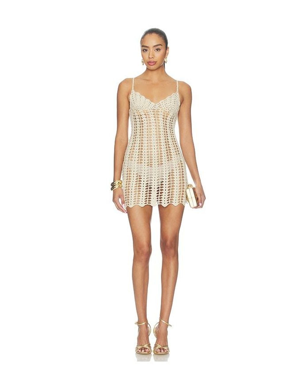 superdown Natural Magnolia Crochet Mini Dress
