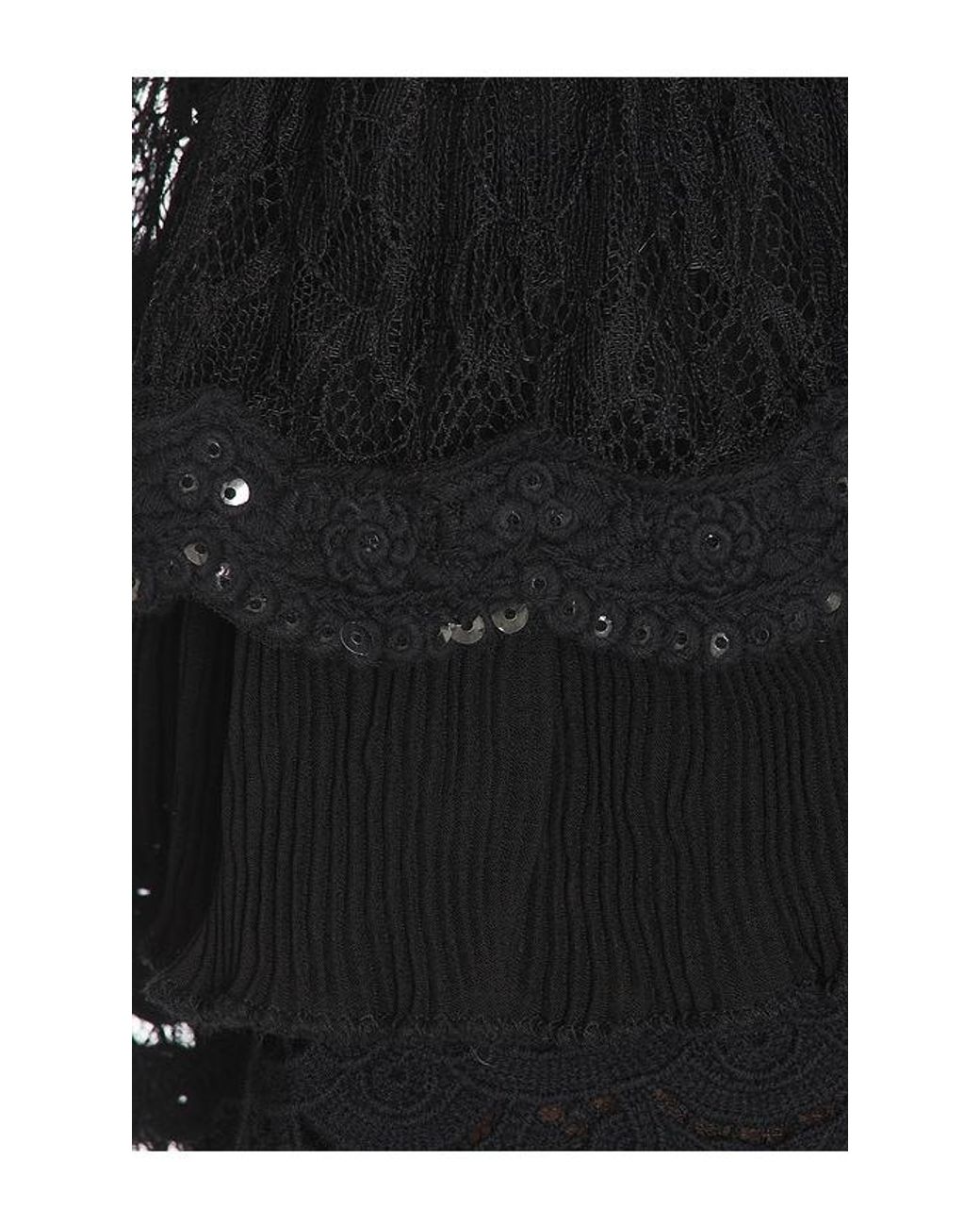 Alice + Olivia Black Delaina Long Sleeve Crop Top With Ruffle Cuff