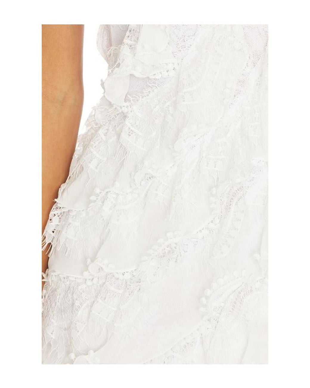 PATBO White Bianca Lace Halter Gown With Layers