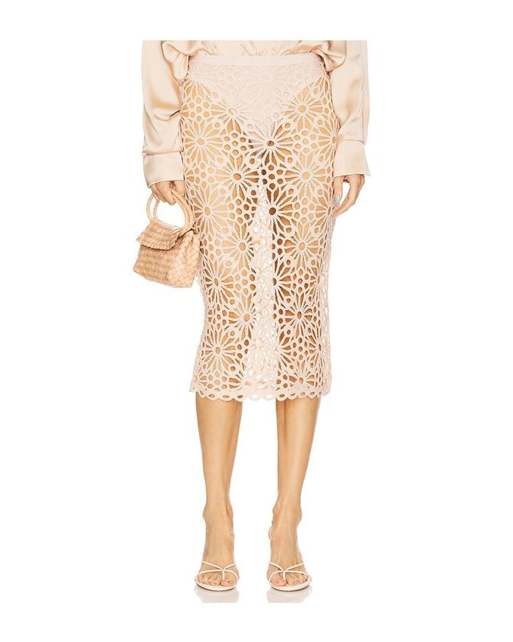Norma Kamali Natural Straight Midi Skirt