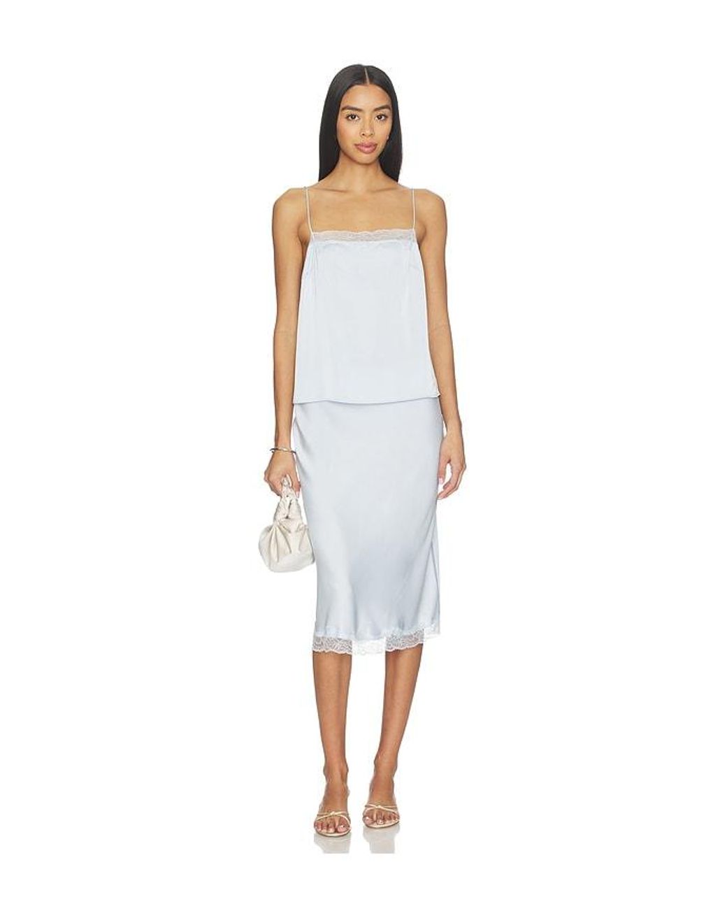 RUE SOPHIE White Alva Lace Hem Skirt