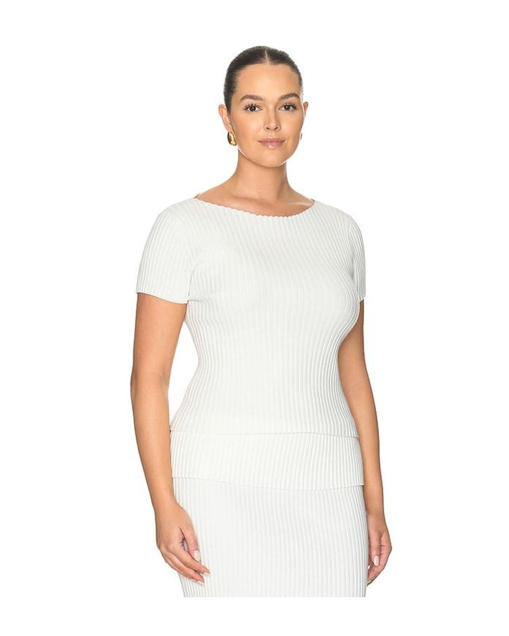 L'academie White 'Academie Jordin Short Sleeve Rib Top