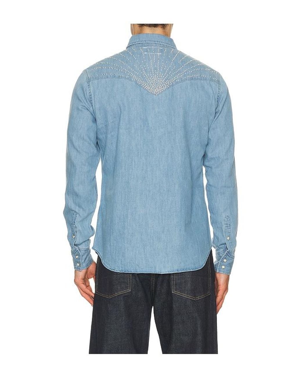 Austin Post Blue Studded Daybreak Shirt for men
