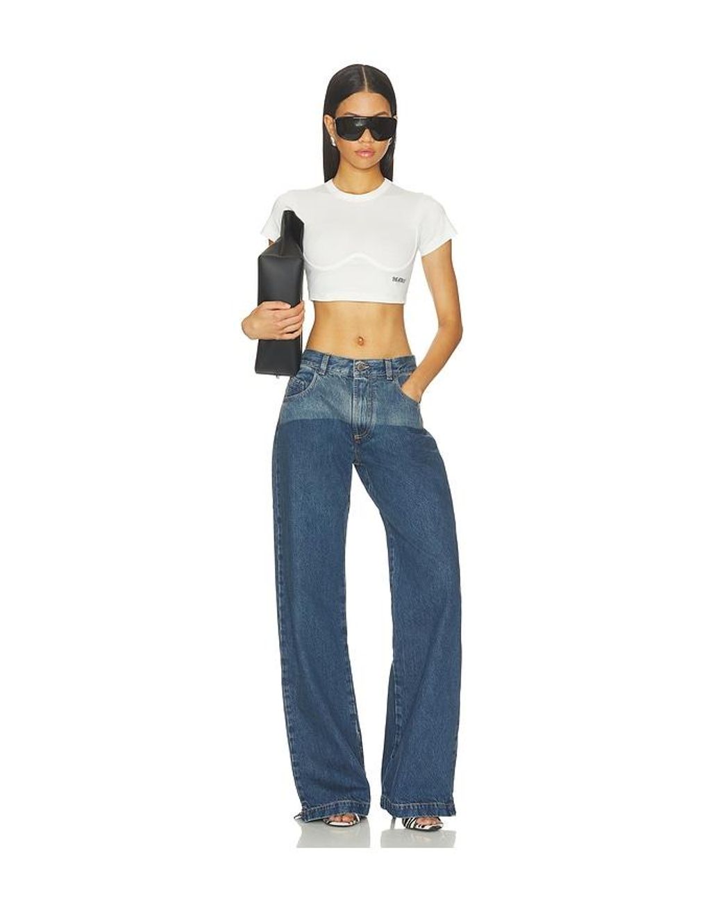 The Attico Blue Logo Crop Tee