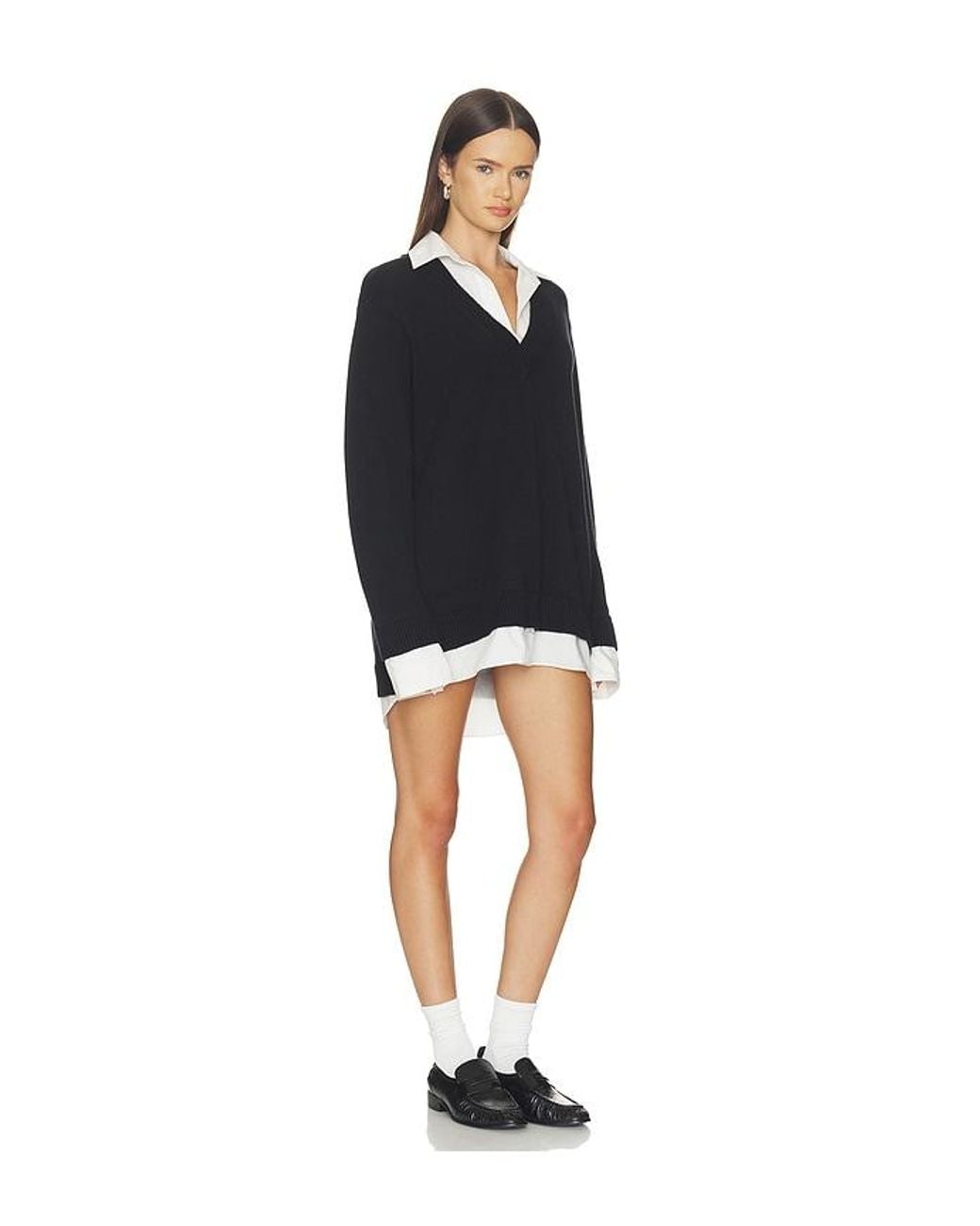 Show Me Your Mumu Black Lyle Collared Sweater Dress