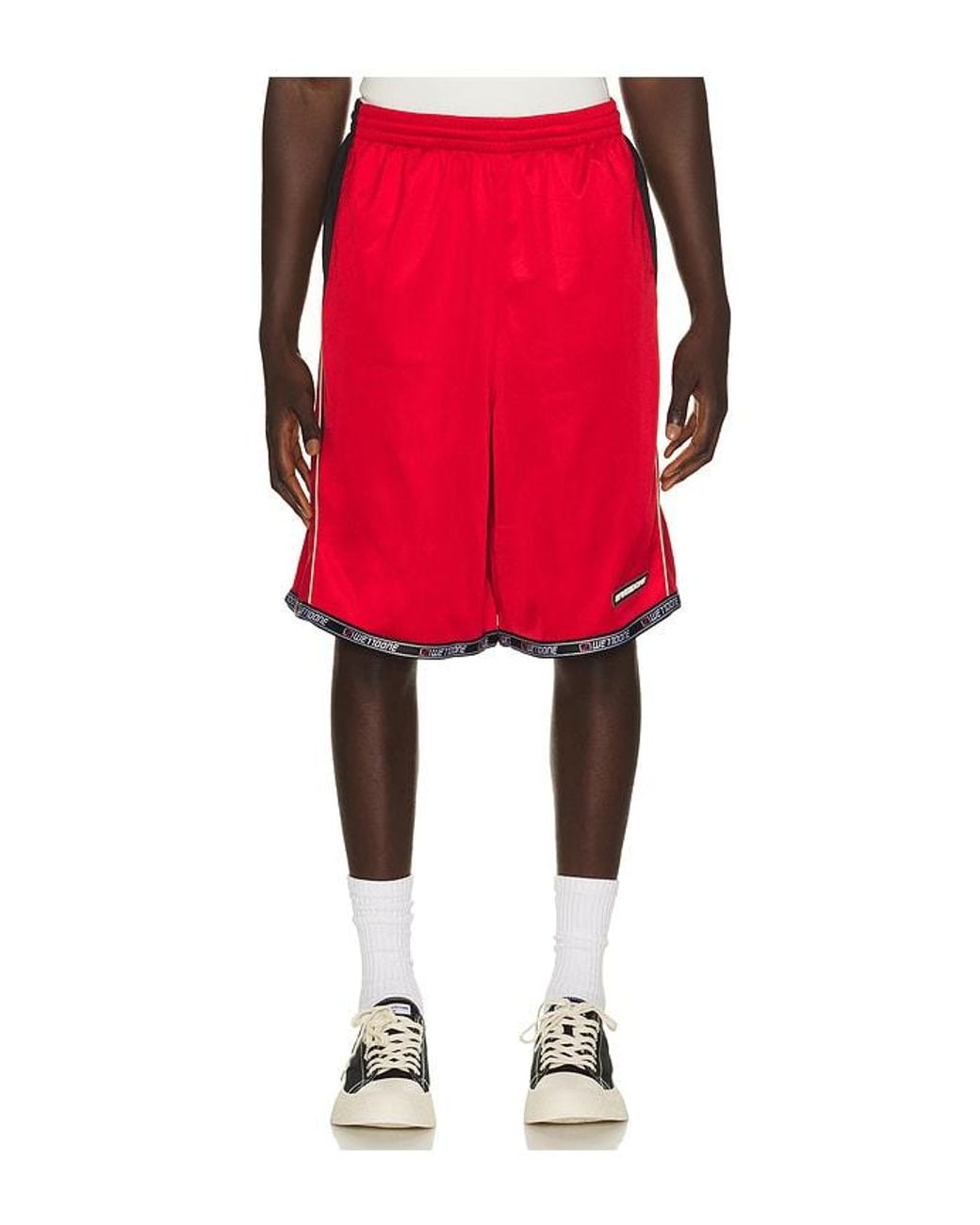 we11done Red Sporty Football Jersey Shorts for men