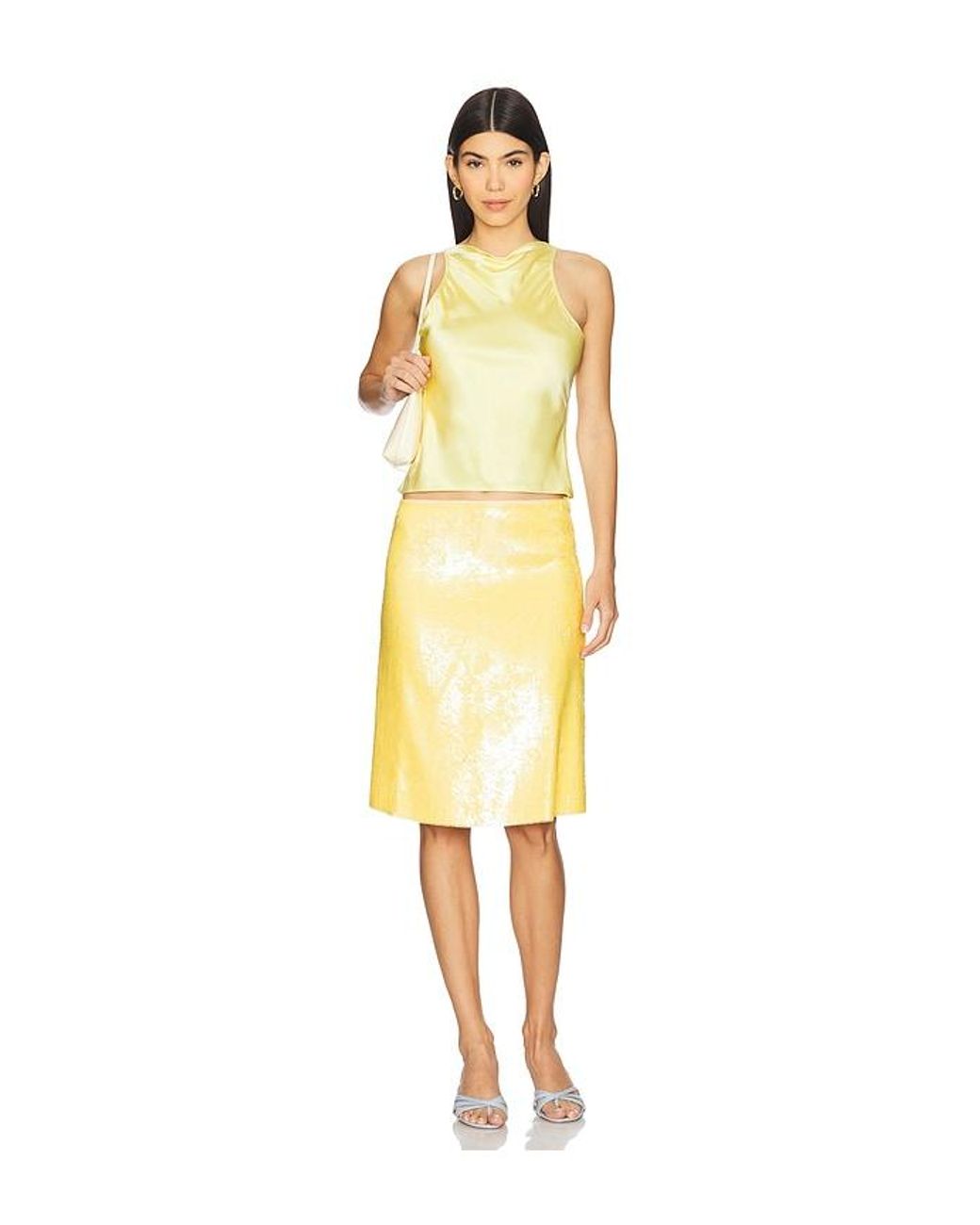 GUIZIO Yellow Regine Cowl Neck Top