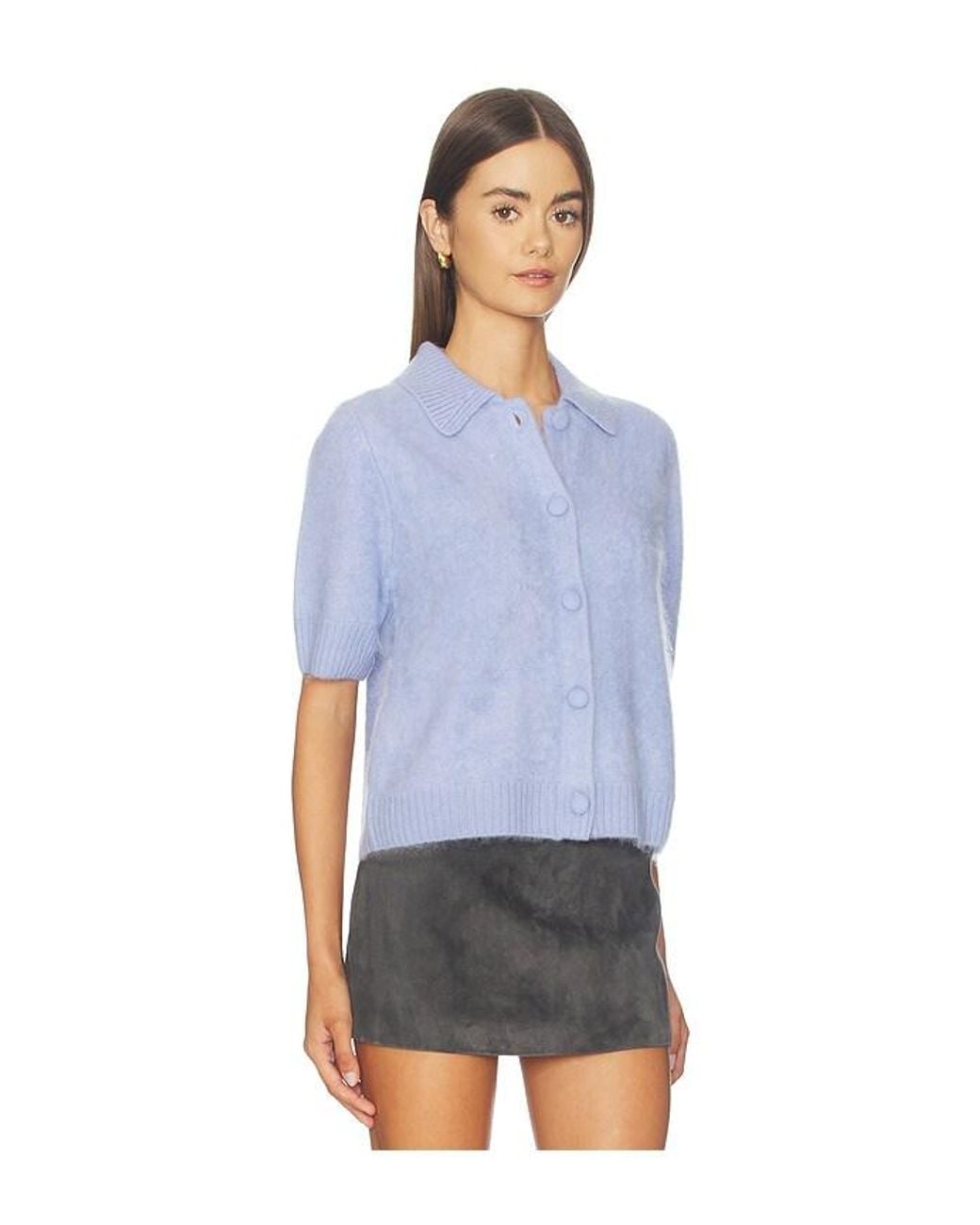 Rag & Bone Blue Jada Brushed Cashmere Shortsleeve Cardi