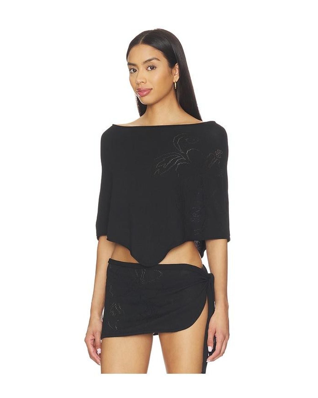 Frankie's Bikinis Black Scout Knit Poncho
