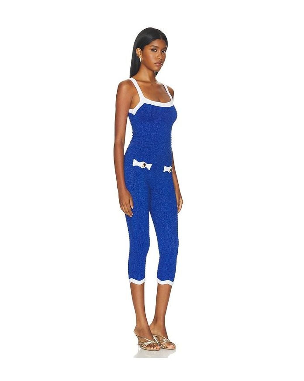 retroféte Blue Verene Knit Jumpsuit