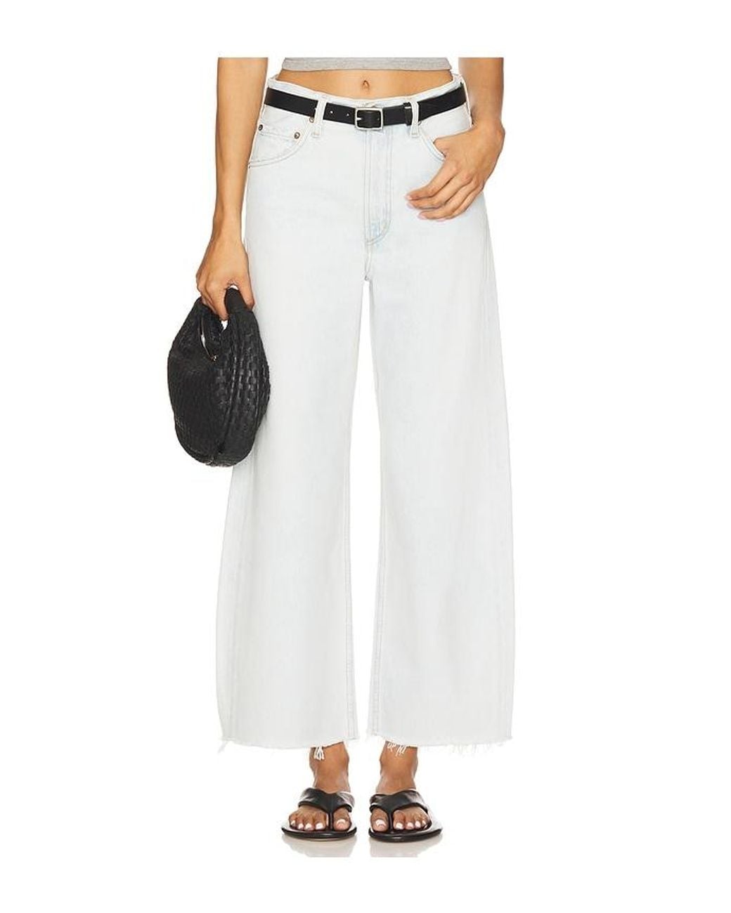 Agolde White Low Curve Fray Jeans
