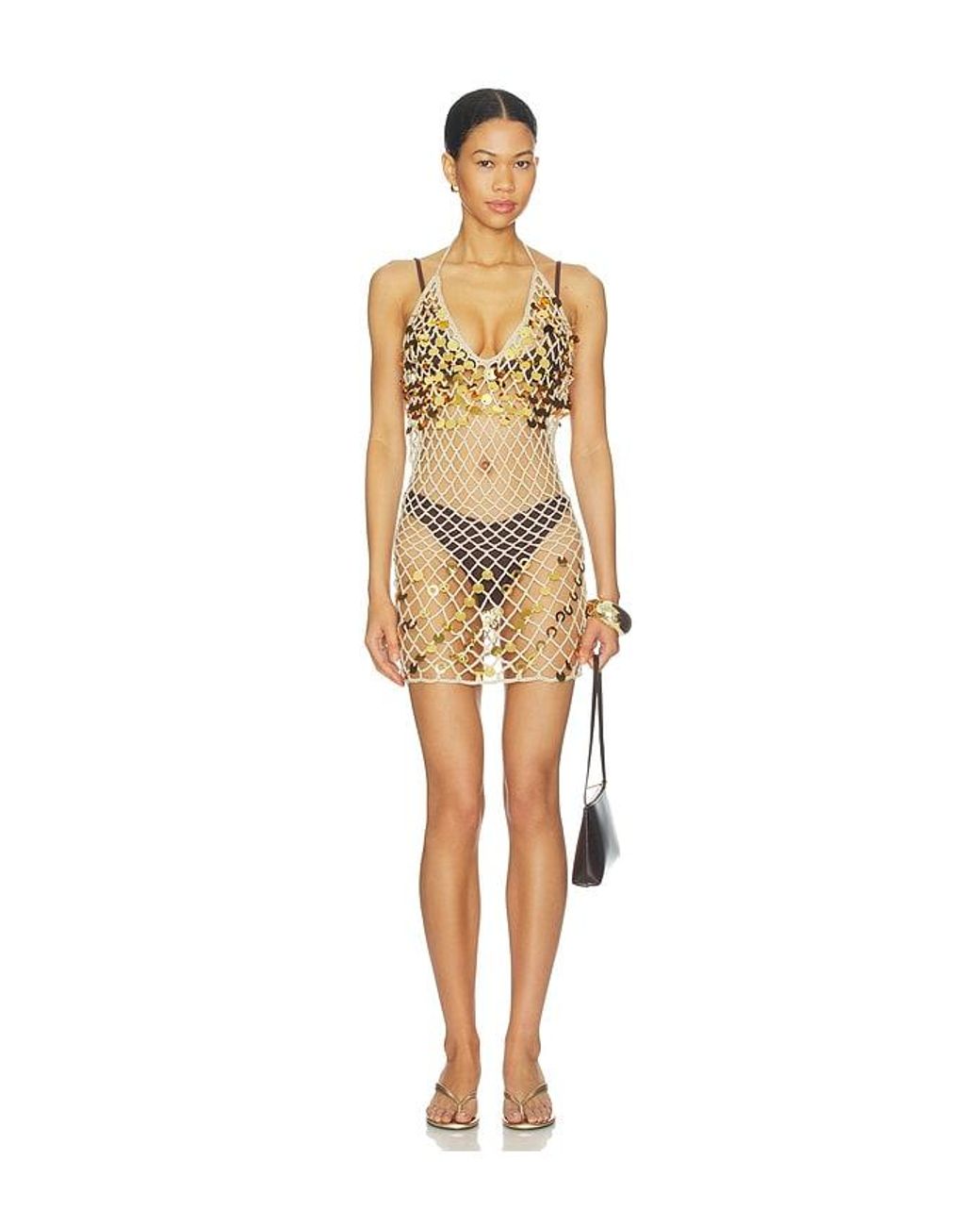 superdown Natural Zuri Crochet Mini Dress