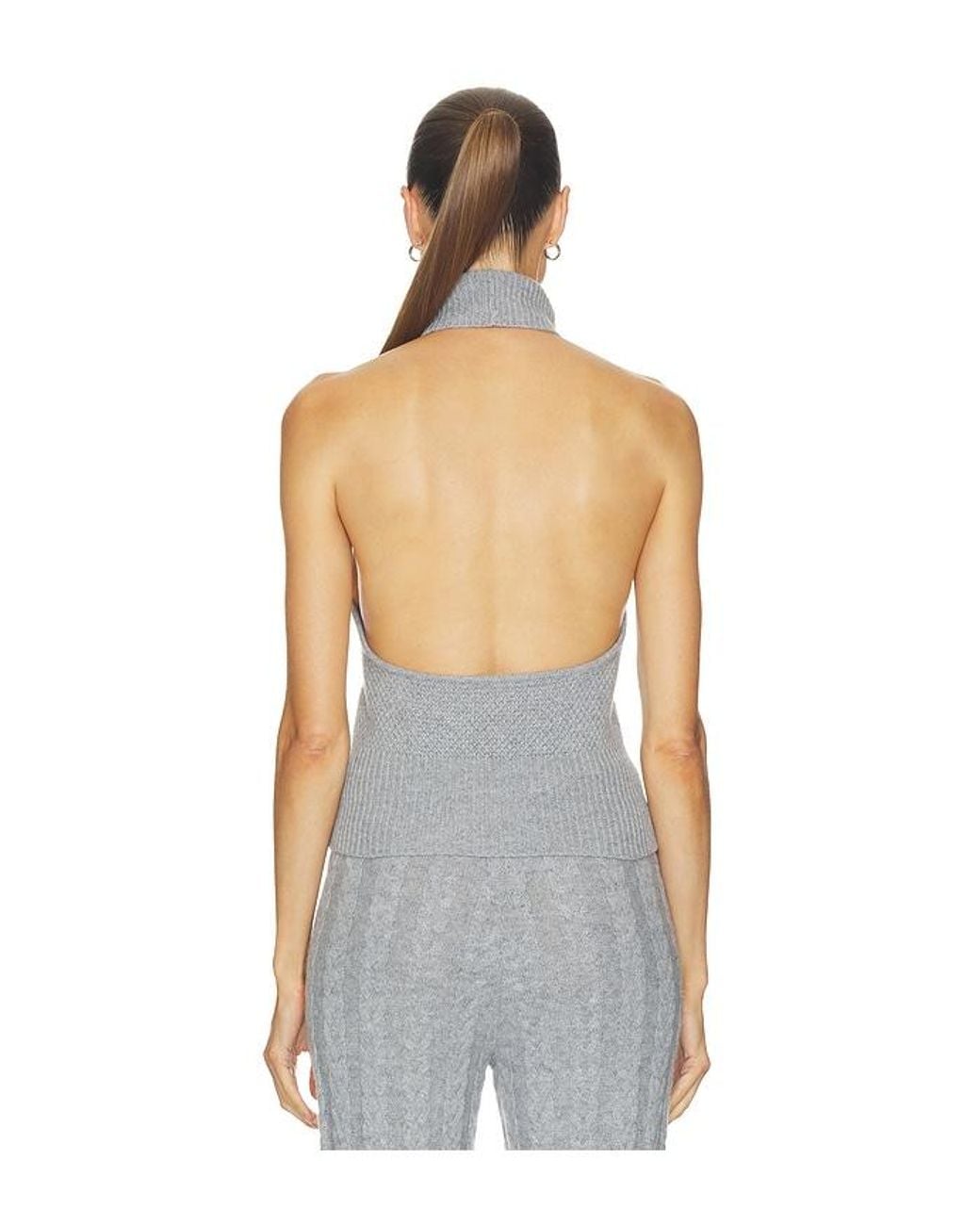 AEXAE Gray X Revolve Cashmere Cable Halterneck Top