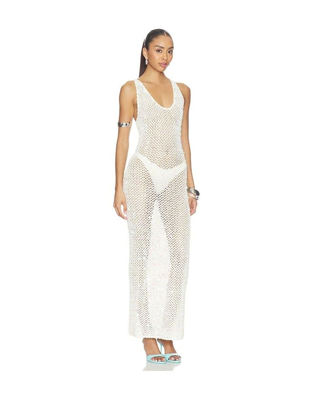 superdown White Zia Crochet Maxi Dress