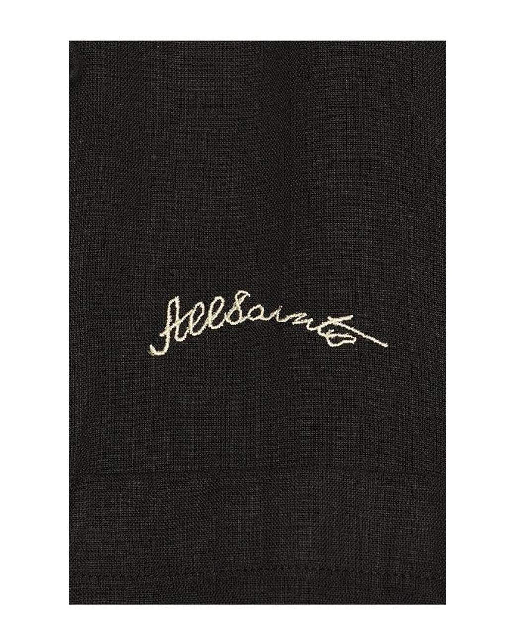 AllSaints Black Wilder Short Sleeve Shirt for men