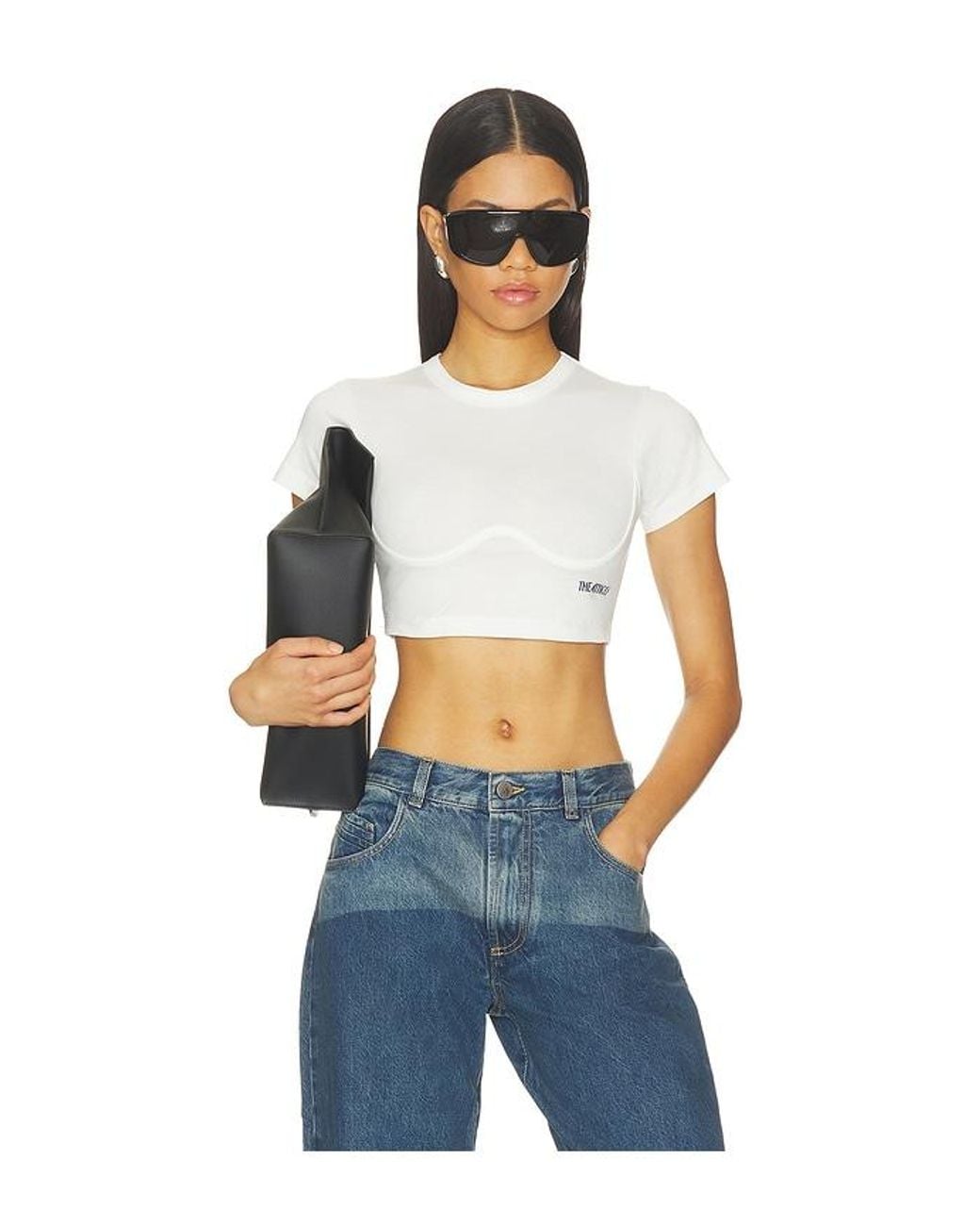 The Attico Blue Logo Crop Tee