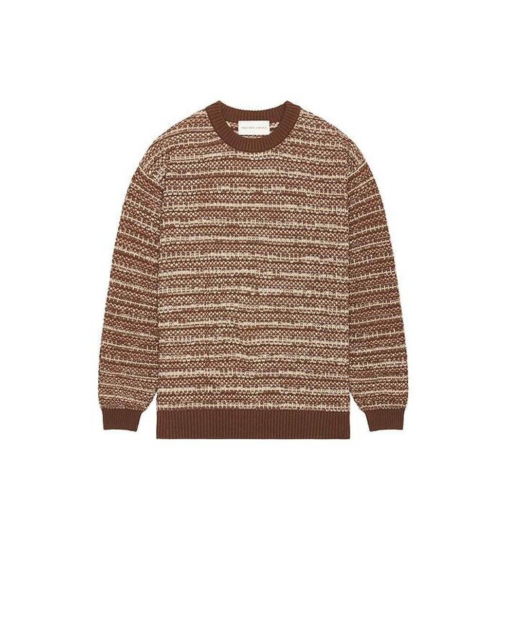 Frescobol Carioca Brown Jardim Cotton Blend Crew Neck Striped Sweater for men