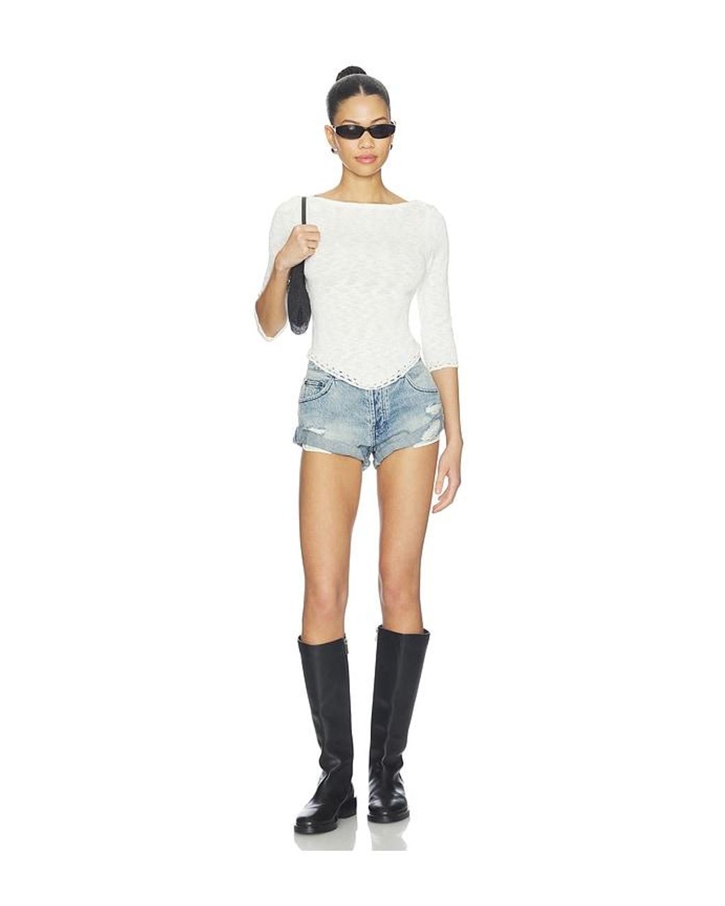 One Teaspoon Blue Messed Up Bandits Low Waist Denim Short