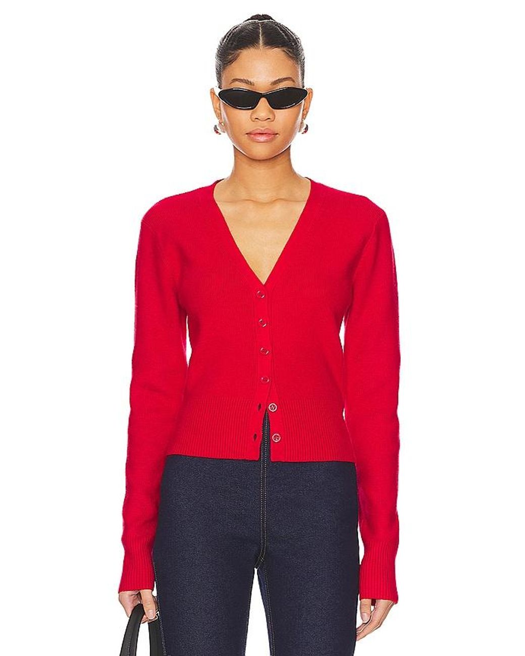GUIZIO Red Camelie Cardigan Top