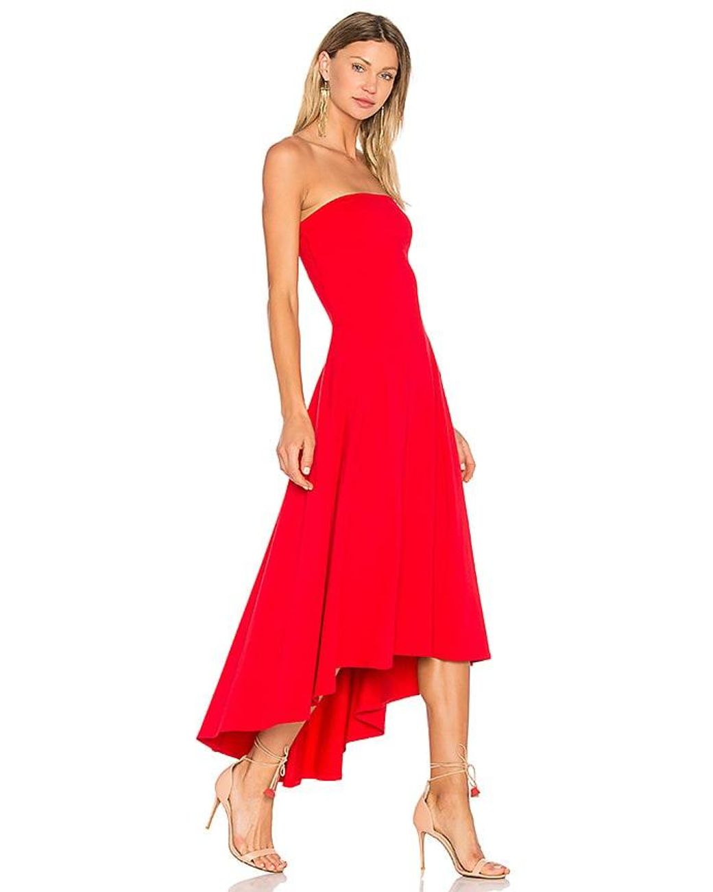 Susana Monaco Red Strapless Hi Low Dress