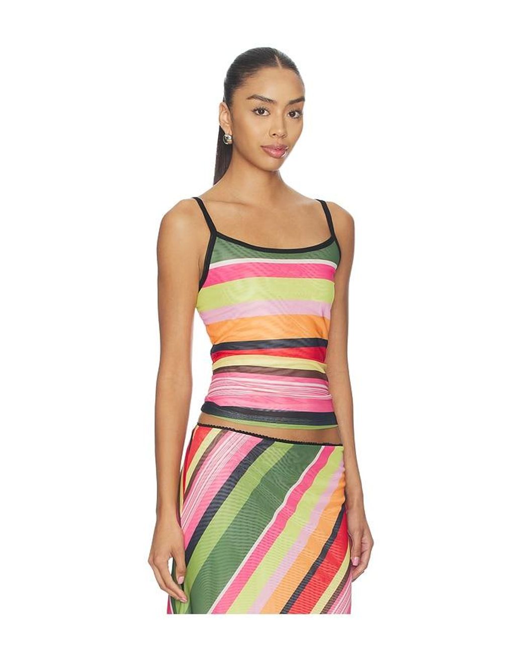 With Harper Lu Multicolor Mesh Camisole Top
