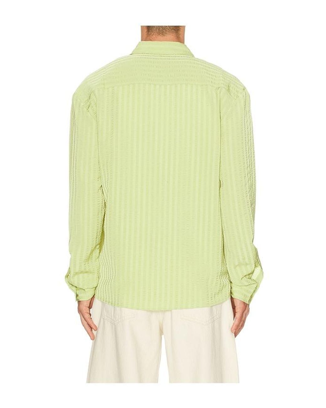 KROST Yellow Jordan Striped Wrinkle Shirt for men