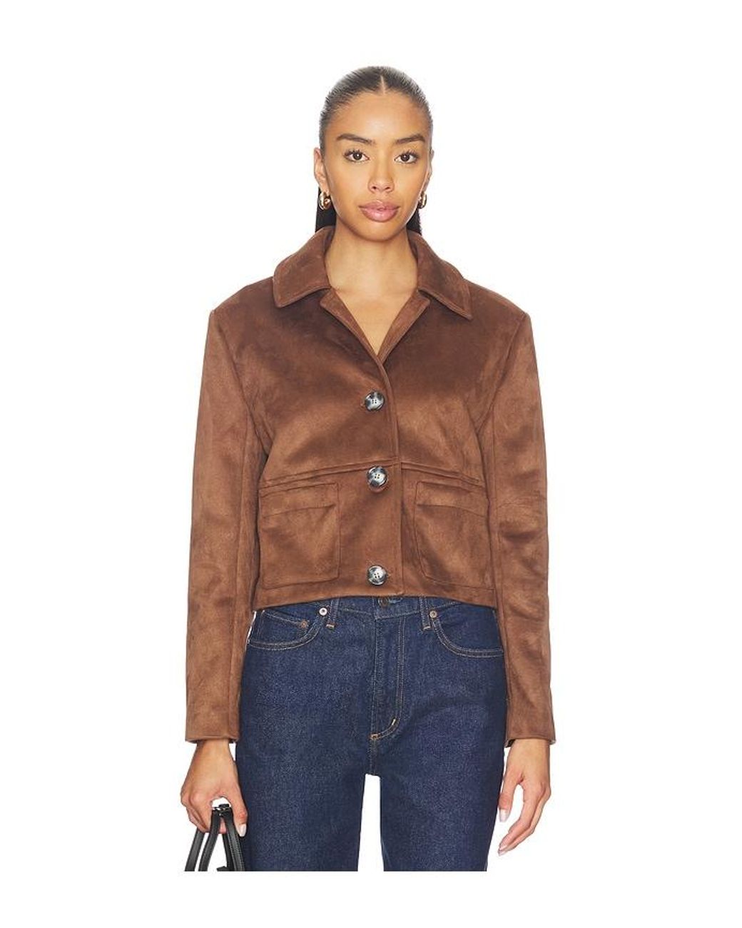 Milkwhite Blue Cropped Faux Leather Jacket