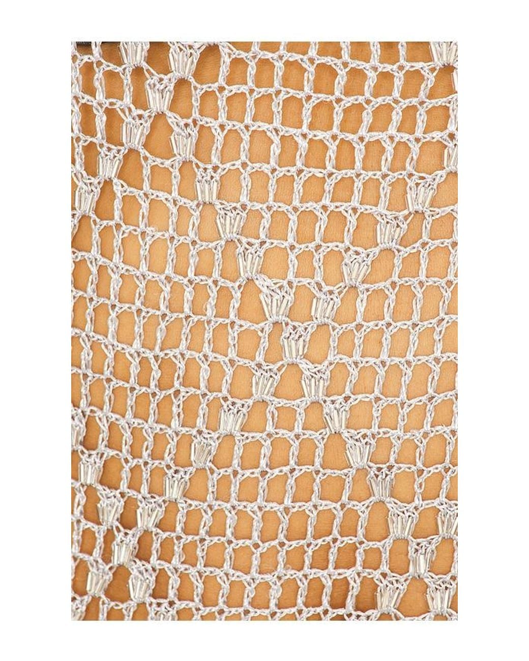 Lovers + Friends White Katja Beaded Crochet Midi Dress