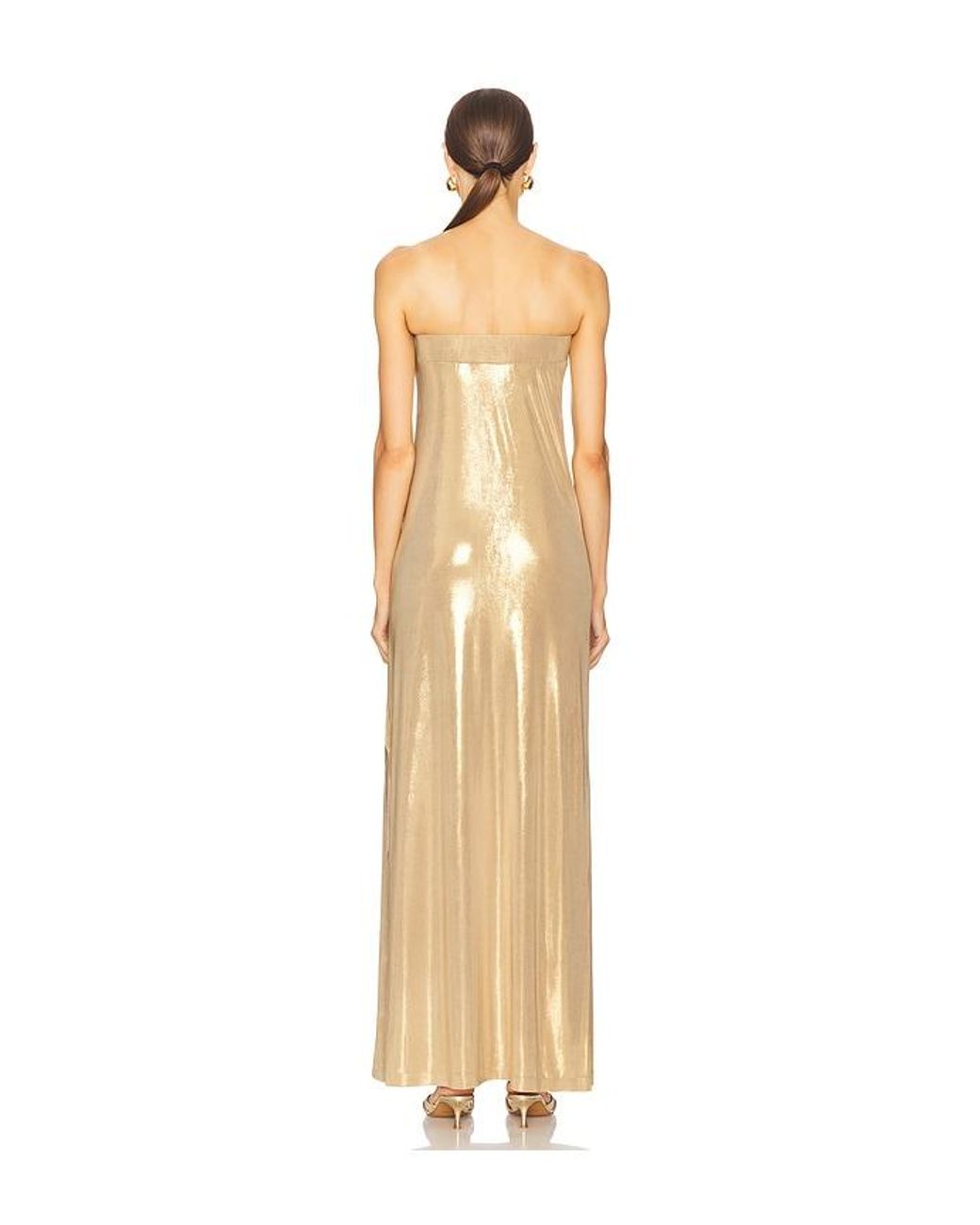 Norma Kamali Natural Strapless Tailored Side Slit Gown