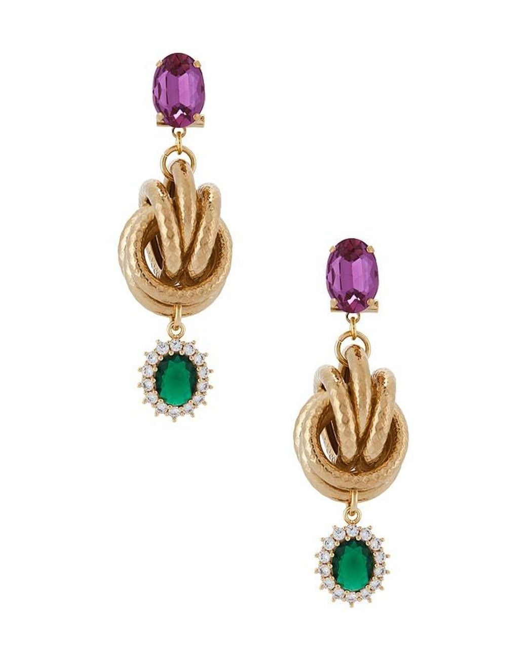 Anton Heunis Metallic Omega Clasp Knot & Charm Pendant Earrings