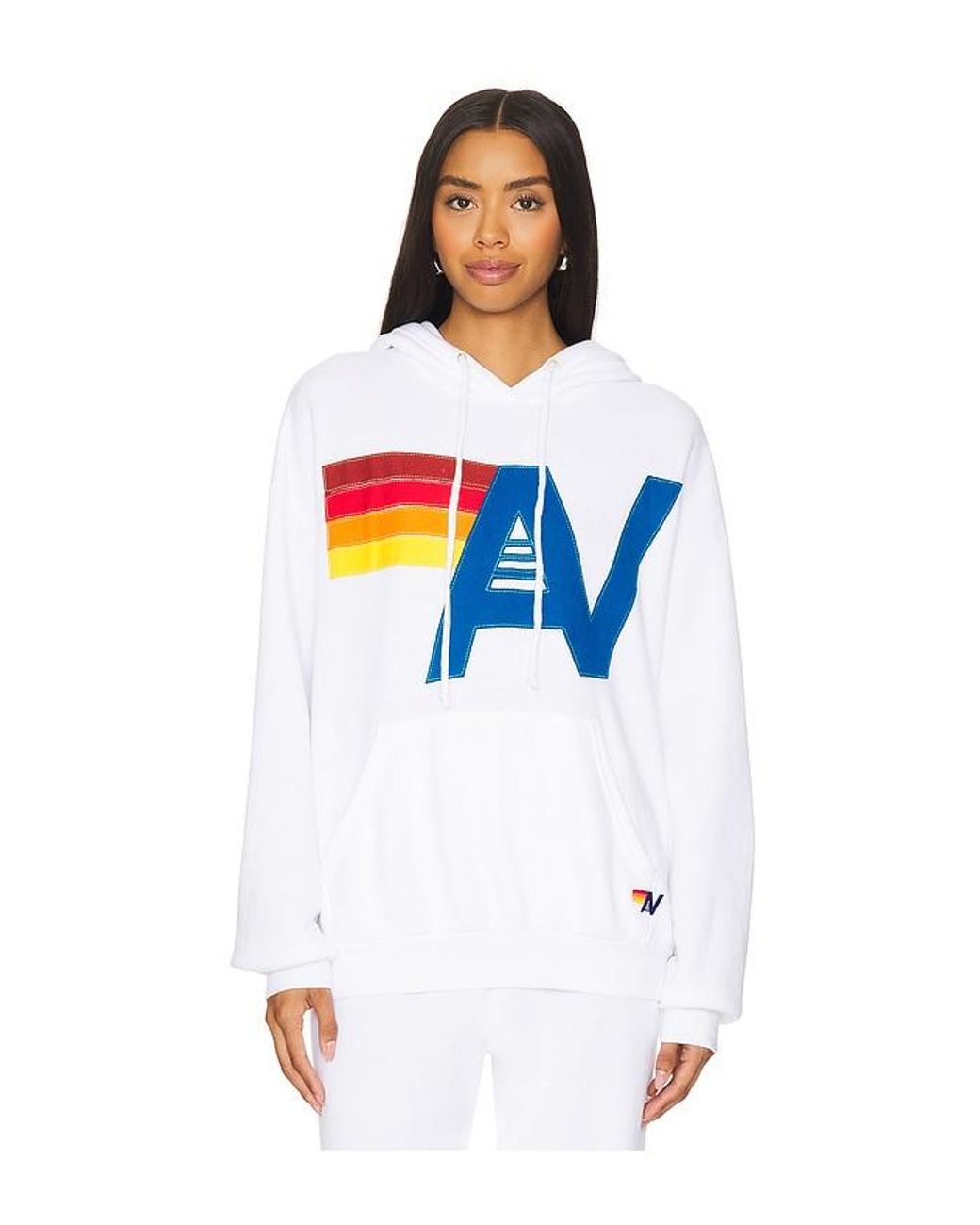 Aviator Nation Logo Stitch Pullover Hoodie in White Lyst UK