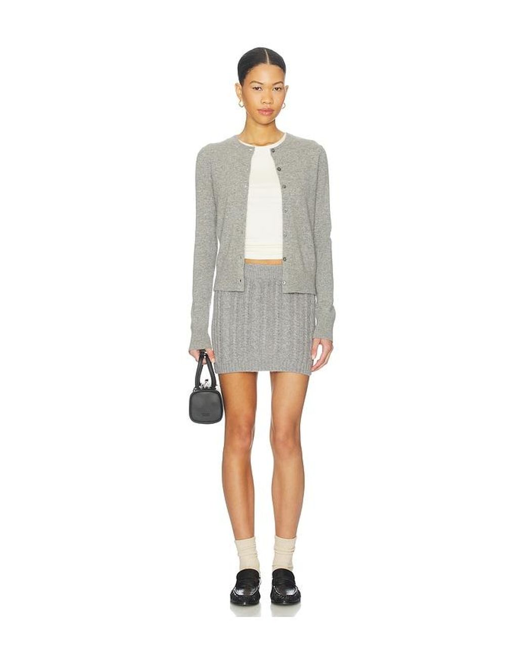 AEXAE Gray Cashmere Cable Mini Skirt