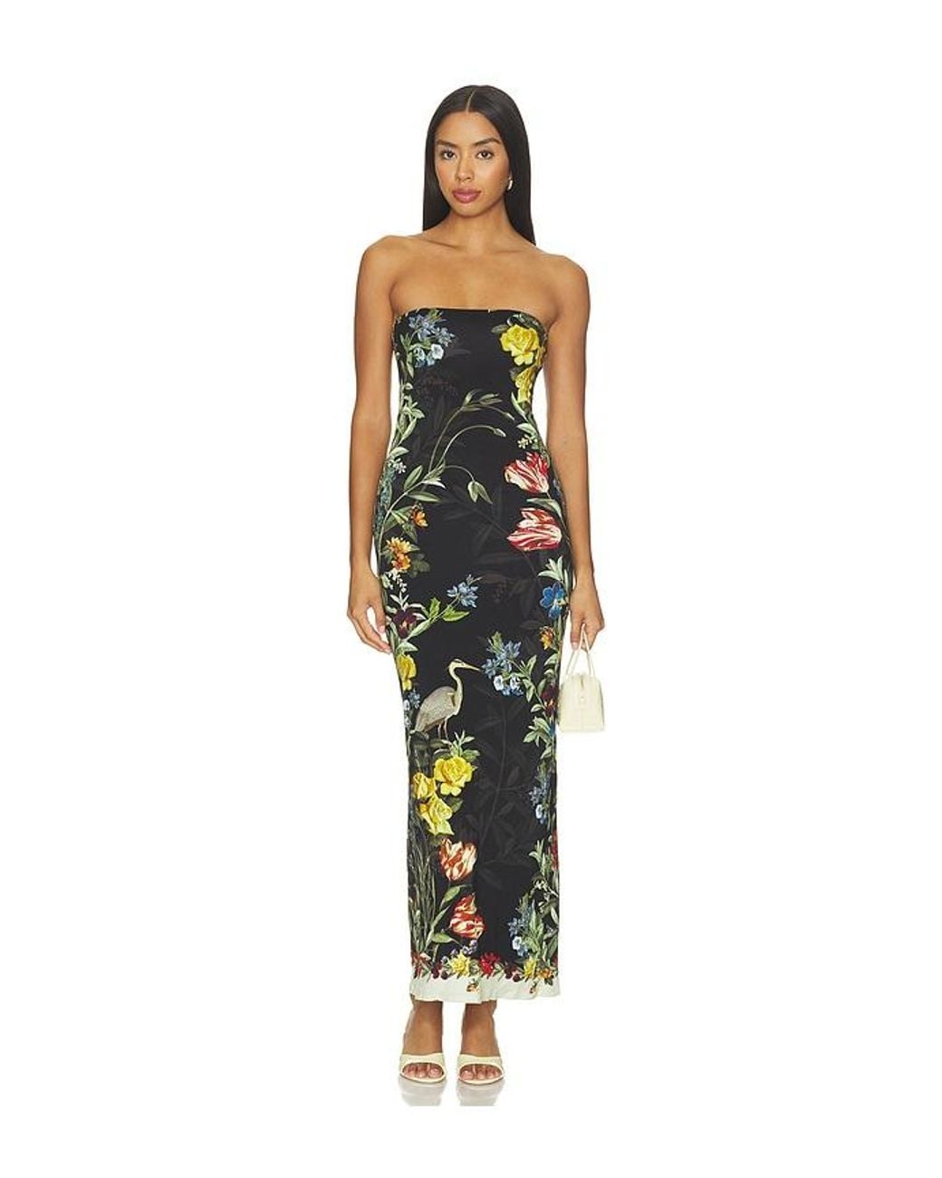 Alice + Olivia Multicolor Delora Strapless Midi Dress