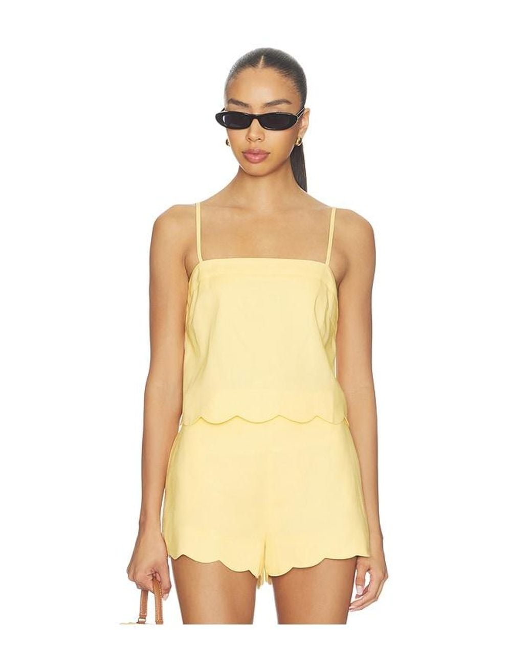 MINKPINK Yellow Grazia Scallop Hem Cami