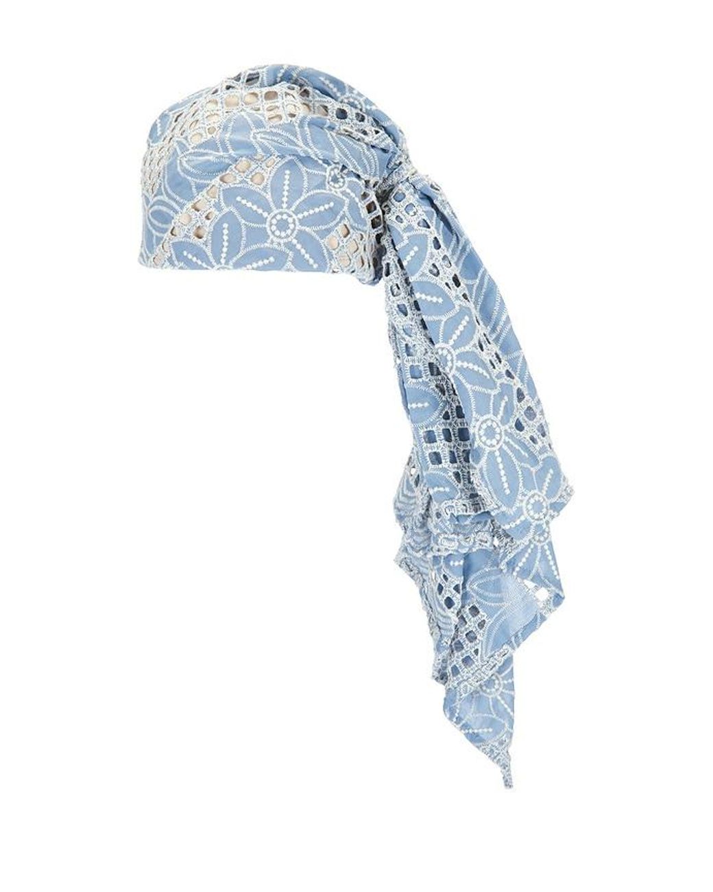 Lele Sadoughi Blue Sophia Eyelet Scarf Cap