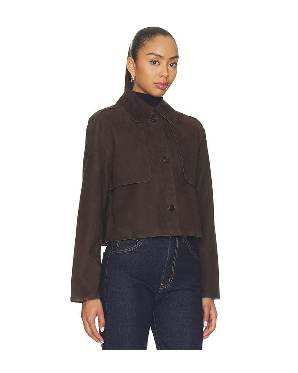 Theory Blue Crop Trench Jacket