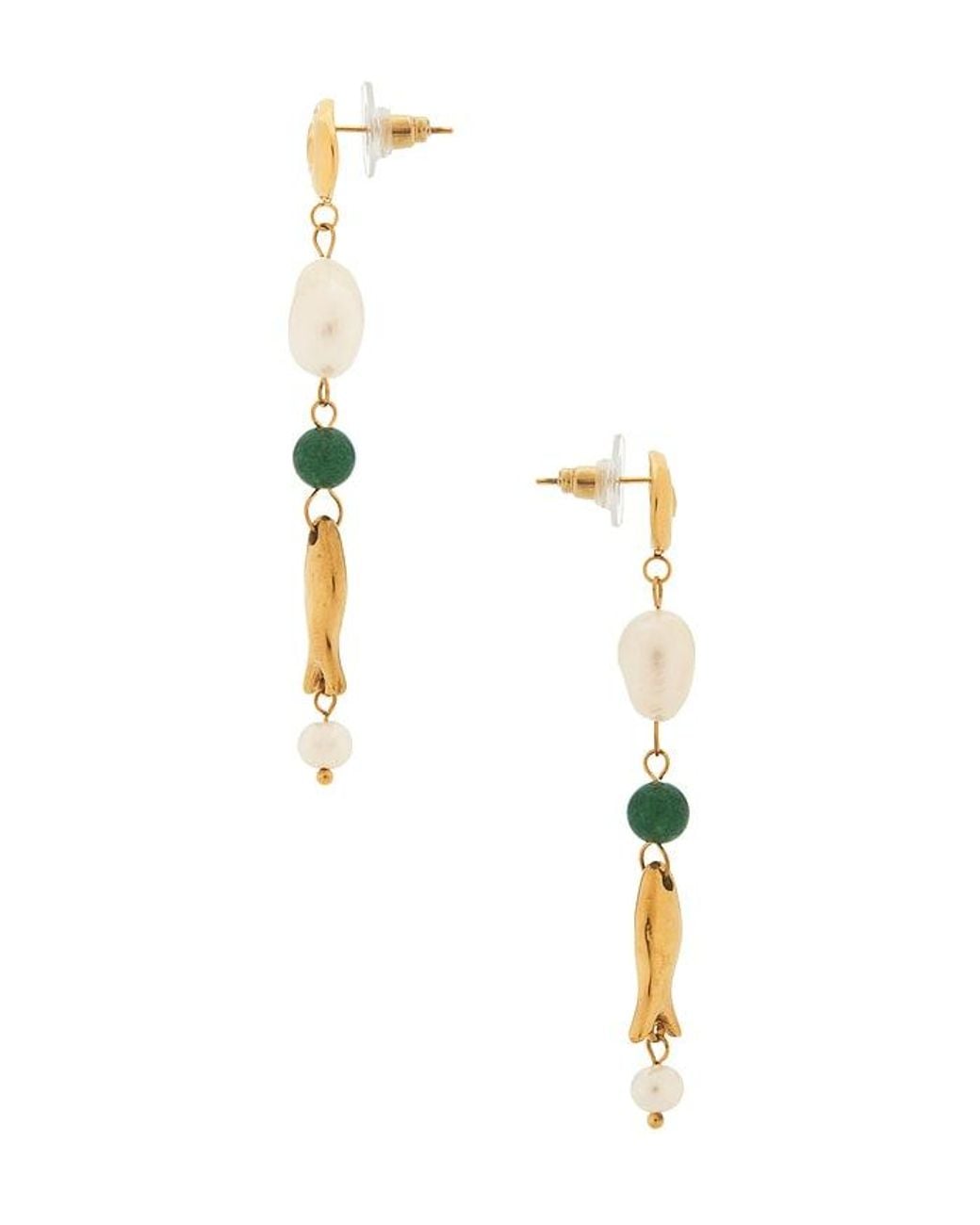 Casa Clara Green La Paz Wood And Gold Beaded Earring