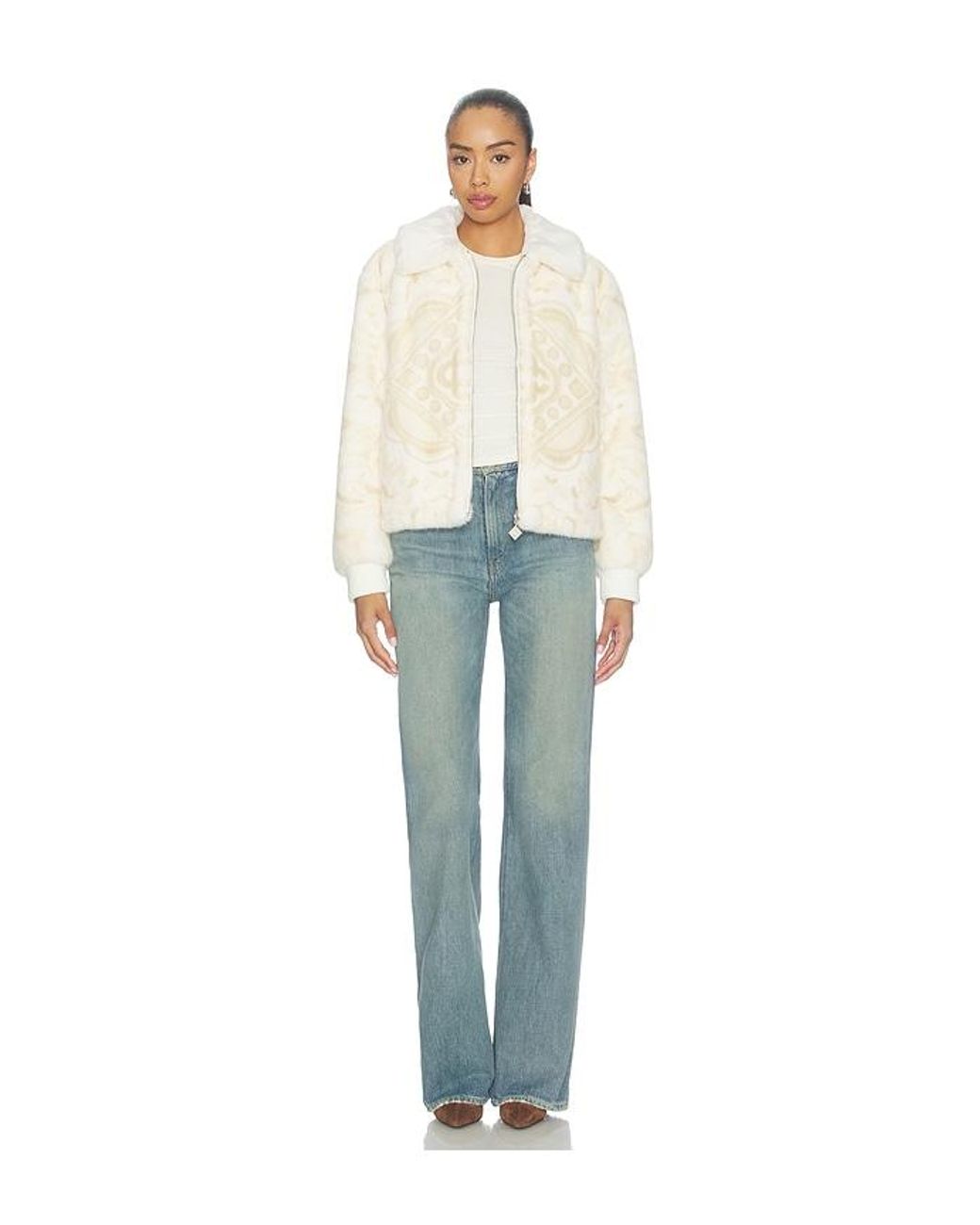 Casablanca Natural Printed Faux Fur Jacket