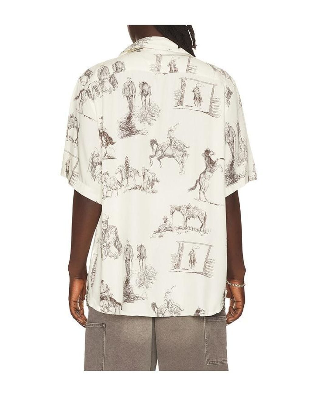 One Of These Days Natural Charcoal Montage Camp Shirt for men