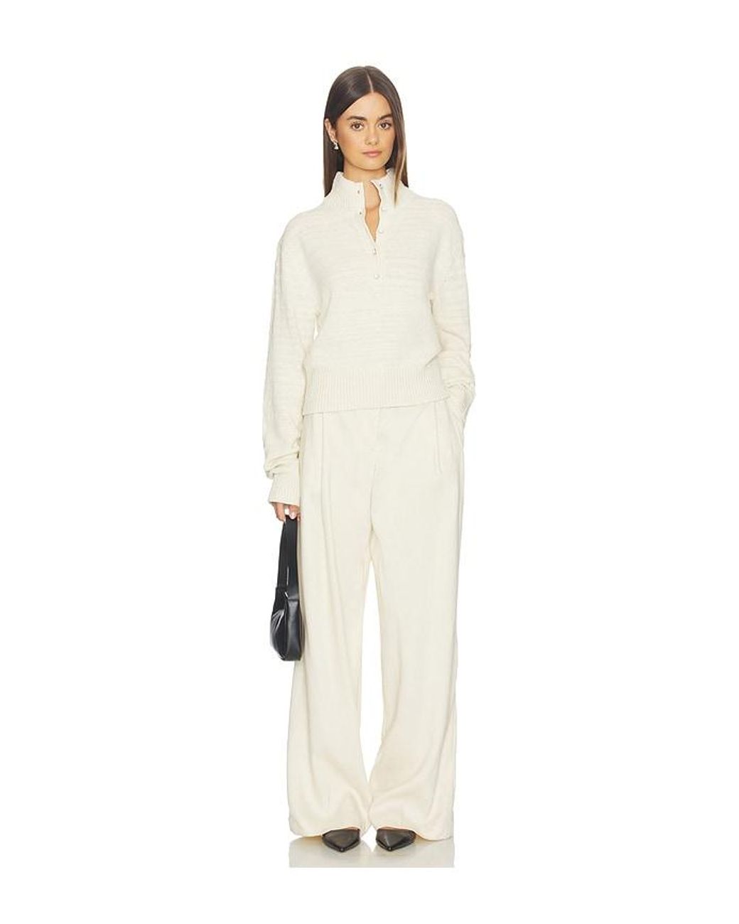 Helmut Lang White Slub Button Top