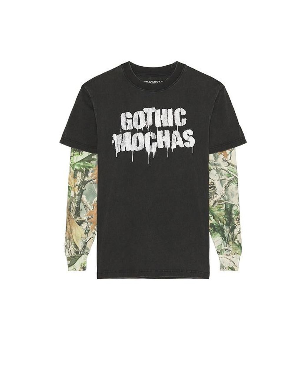 Gothicmochas Black Stencil Spray Layered Long Sleeve Tee for men