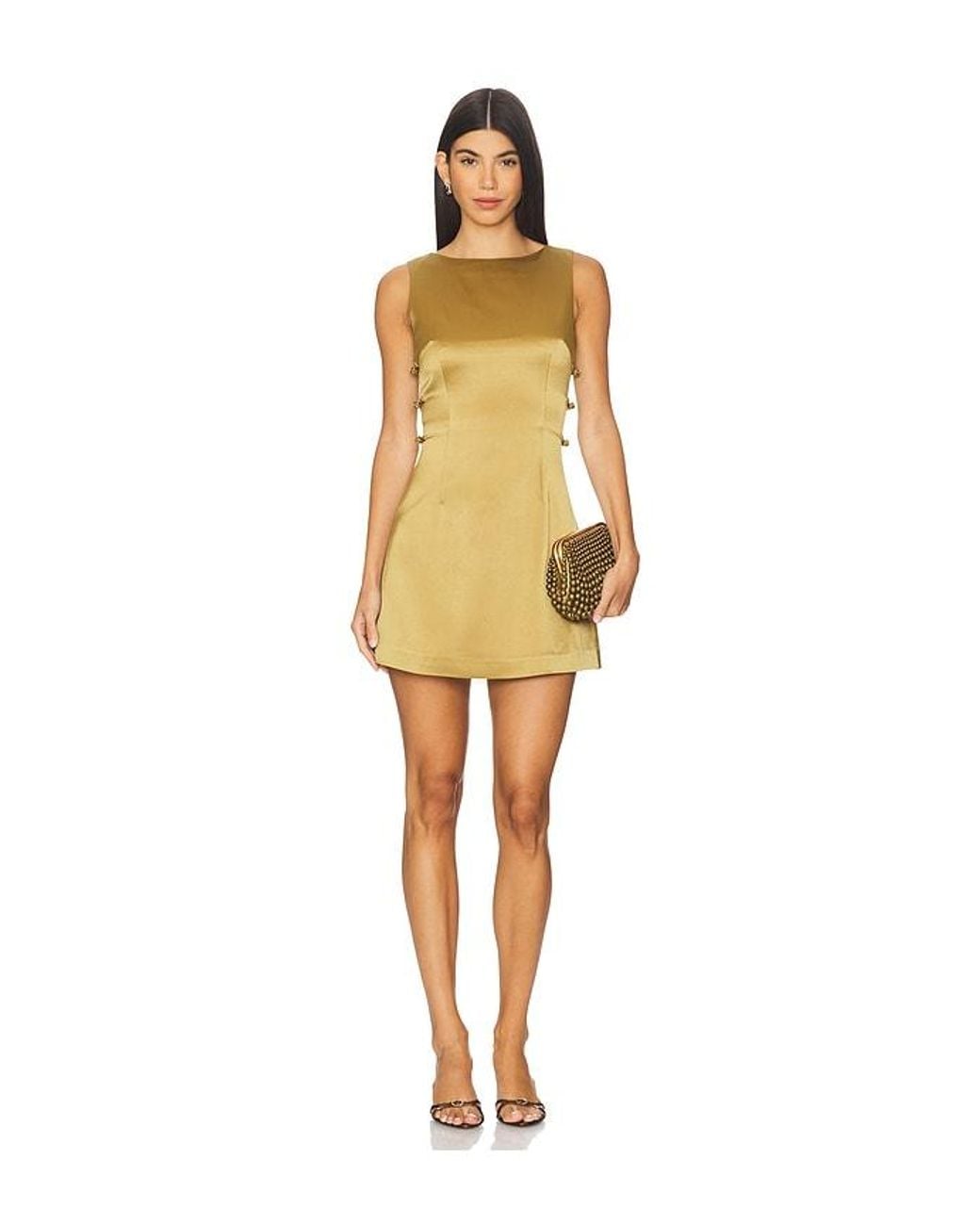 SAU LEE Yellow Teddi Satin Mini Dress