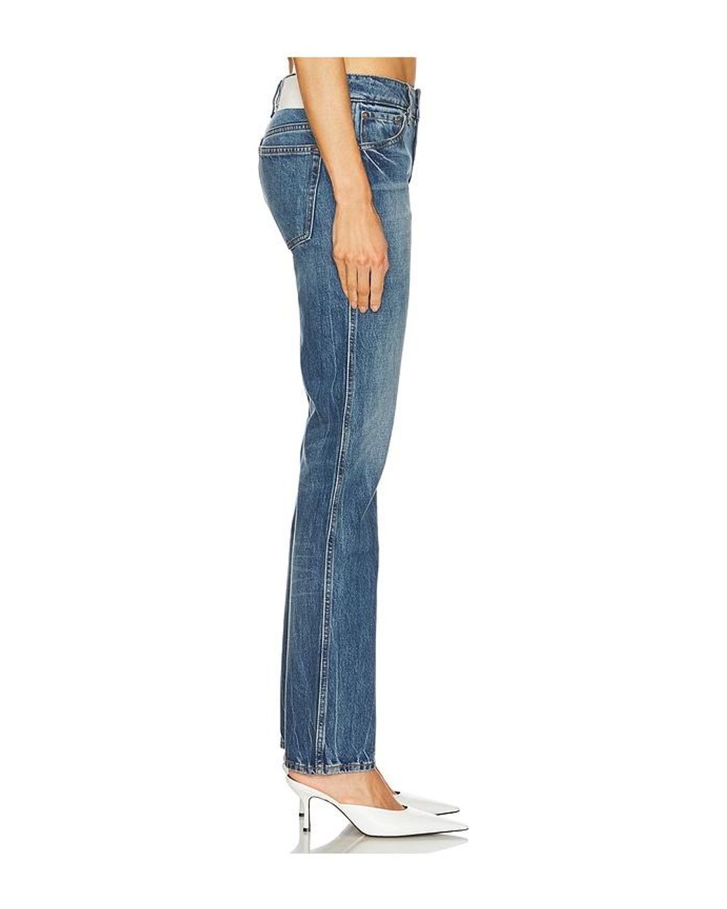 GRLFRND Blue Isabel Low Rise Straight Jeans