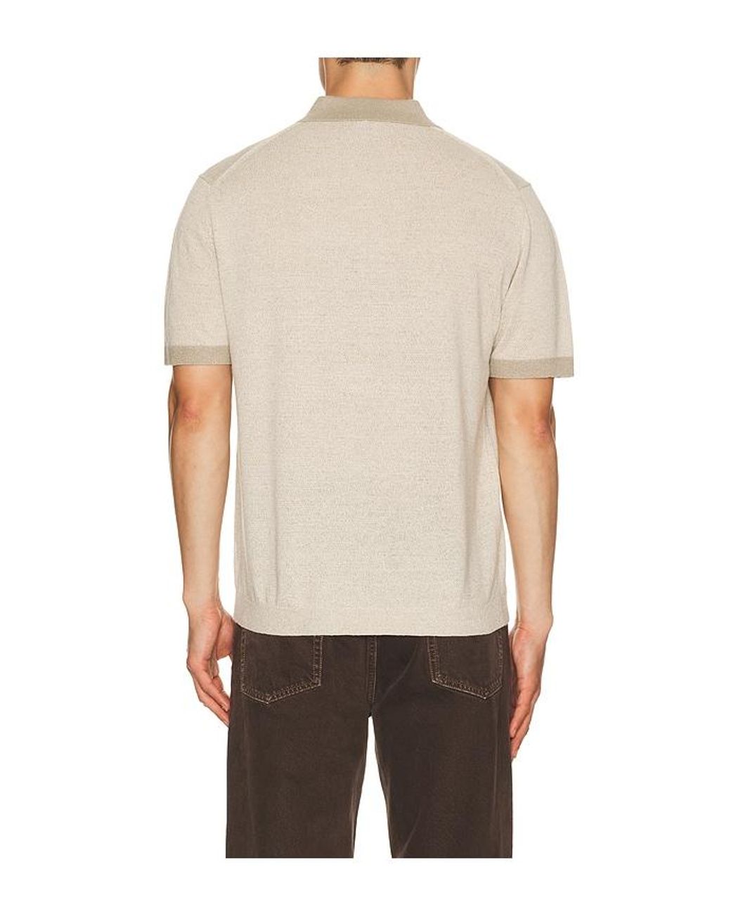 Theory Multicolor Silk Linen Short Sleeve Polo for men
